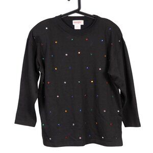 Energie bi Currents Rhinestone Sweatshirt M Womens Black Long Sleeve Crewneck